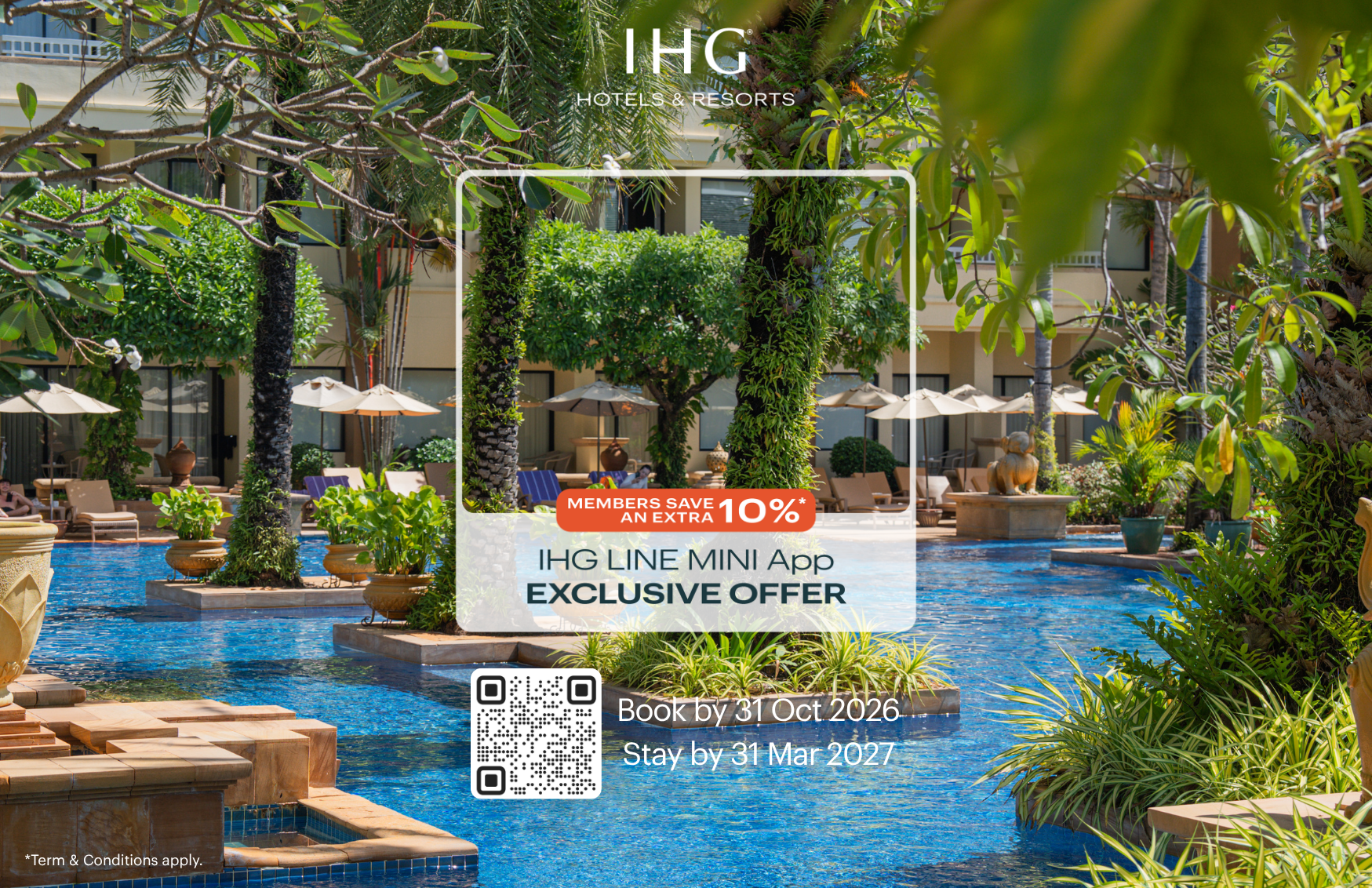 Your next stay comes with extra savings!&nbsp;

IHG One Rewards members enjoy an extra 10%* off&nbsp;&nbsp;when booking through the IHG LINE MINI App.&nbsp;

Book by 31 October 2026 for stays through 31 March 2027. — Holiday Inn Resort Phuket